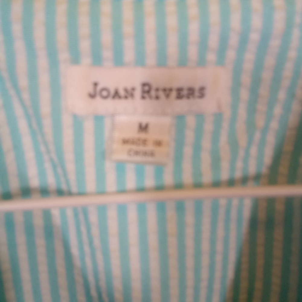 Vintage 80's Joan Rivers Blue White Striped Seersucker Button Down Jacket Med - Picture 5 of 5
